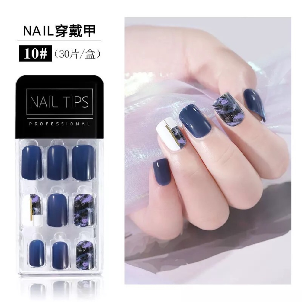 30 Piece Press on Nails-Marble